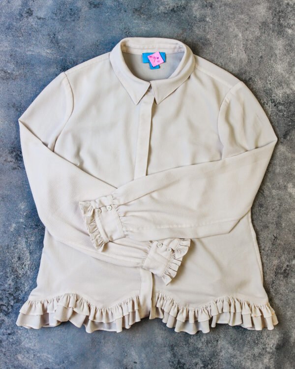BLUSA BEIGE MANGAS ENCAJE