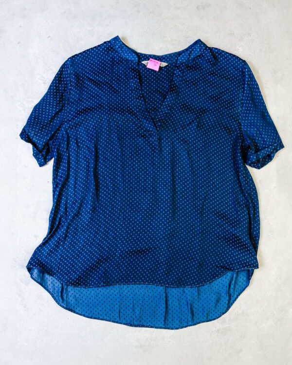BLUSA AZUL PUNTOS GRISES