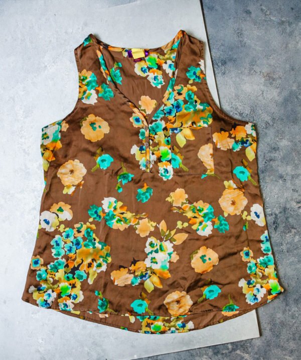 BLUSA VESTIR MARRON FLORES VARIOS COLORES