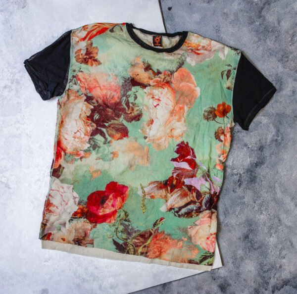 CAMISA TURQUES CON FLORES MUJER