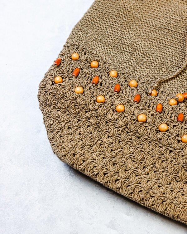BOLSO TEJIDO CON PIEZAS MADERA, MARRONX - Image 2