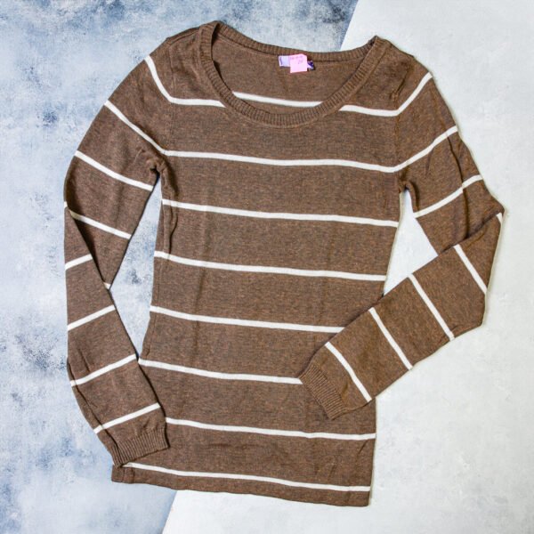 SWEATER MUJER MARRON RAYAS BEIGE