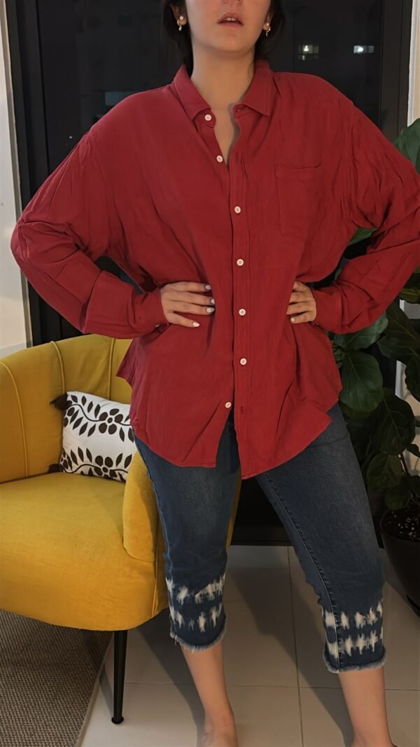 CAMISA MAXI ROJA MANGAS LARGAS