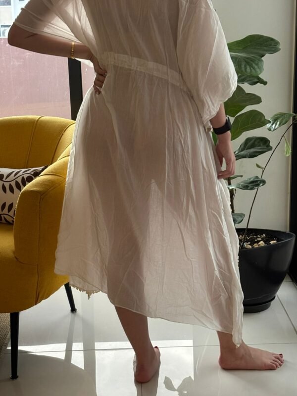 VESTIDO LARGO PLAYERO, BLANCO CRUDO